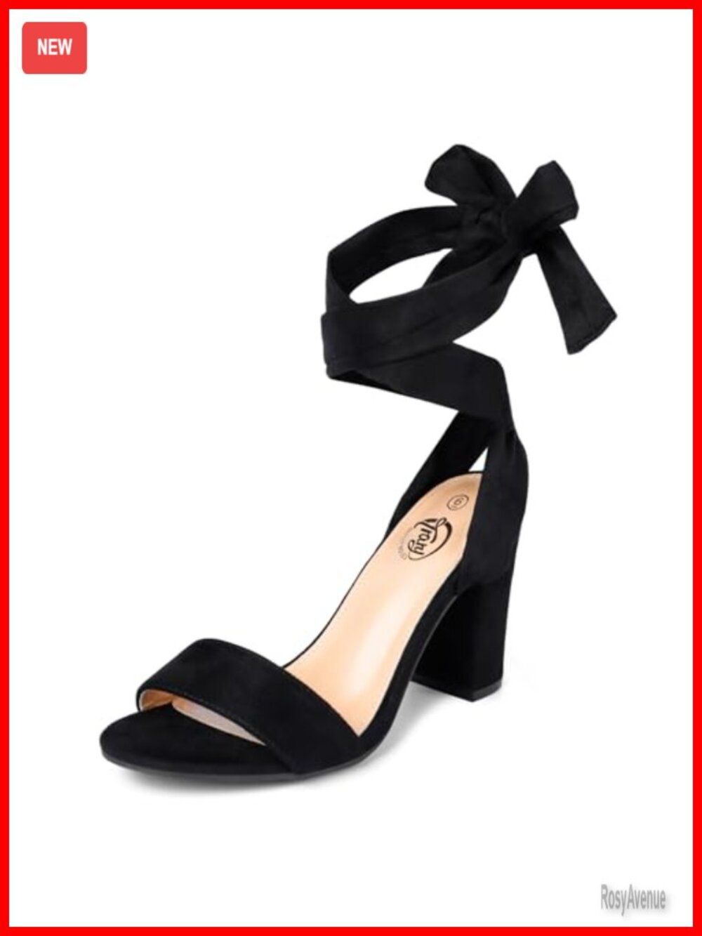 Lace Up Chunky Heeled Sandals Open Toe Ankle Strap 3 Inch